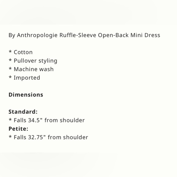 NWT Anthropologie Ruffle Sleeve Open Back Floral Mini Dress Size XS P - Picture 14 of 14